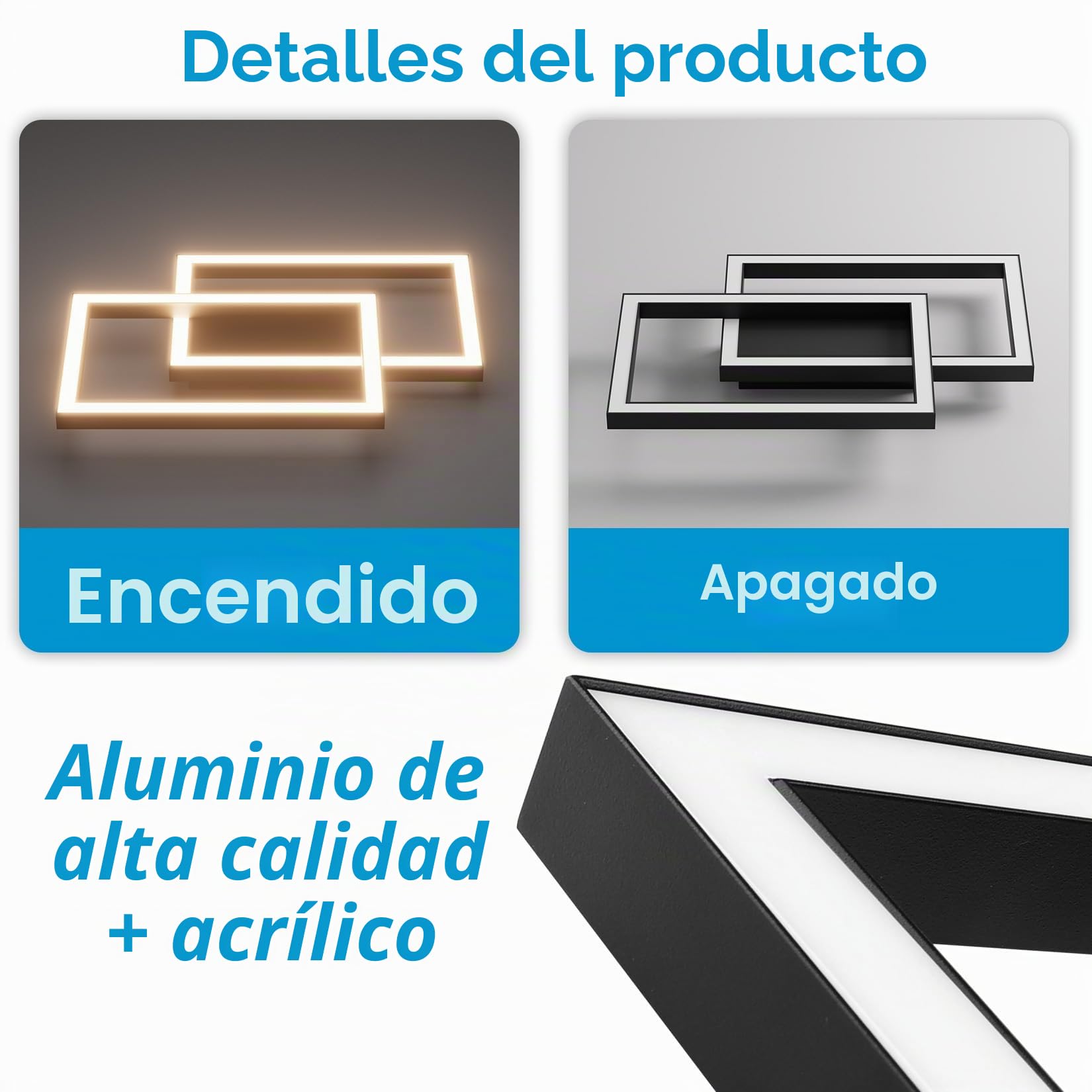 Klighten Lámpara de techo LED 35W, Negro Plafón Led Techo Geometría Moderna, Blanco Cálido 3000K Luz de Techo para Cocina Salon Dormitorio Pasillo, L40cm ×W30cmx H4cm