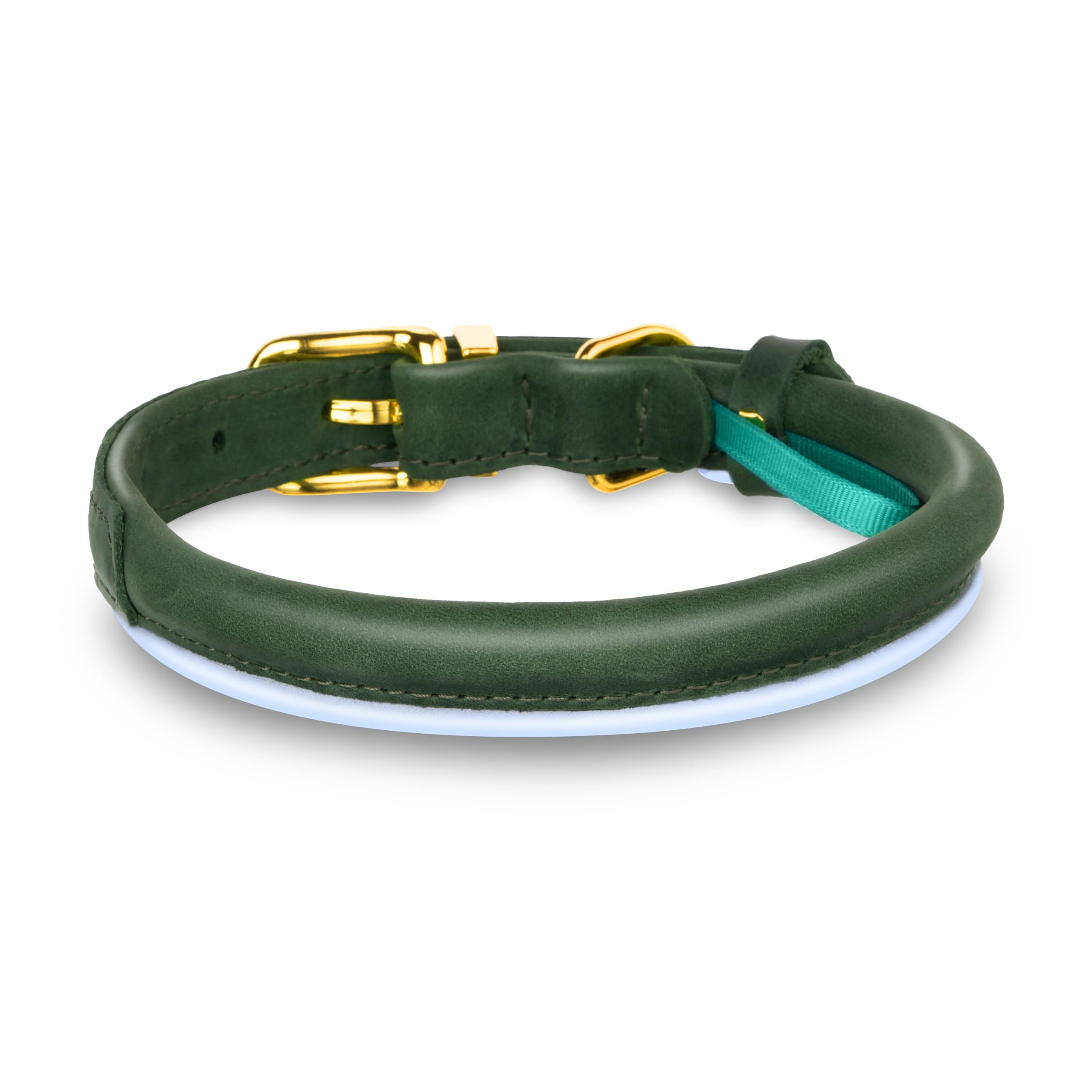 OOPSDOGGY Reflective Rolled Leather Dog Collar for Small Medium Large Dogs Puppy 8 Colors, 7 Sizes (Green, XS, 8"-11") - Image 2
