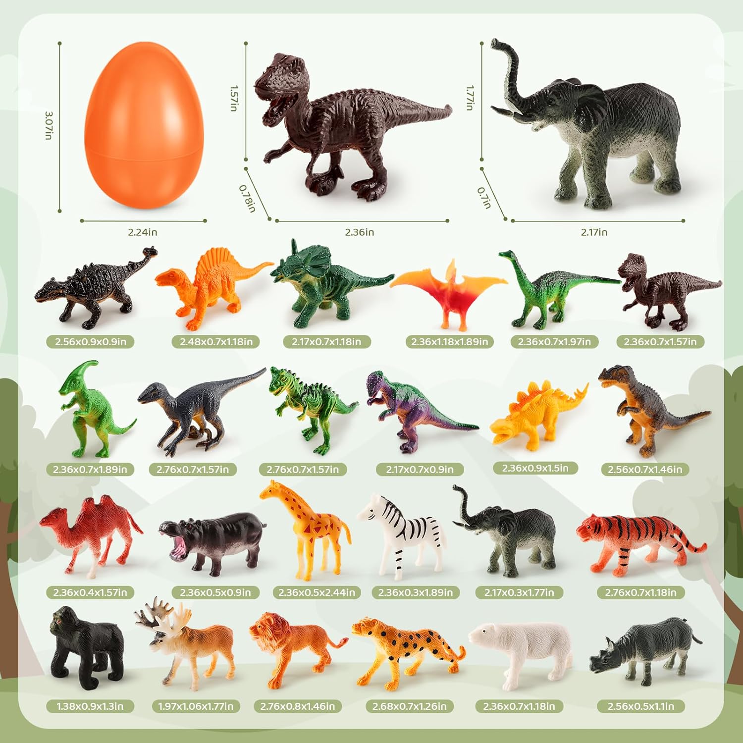 Shemira 24 Pack Easter Eggs Filled with Animal Dinosaur Toys, Easter Basket Stuffers Fillers, Easter Goodie Bag Stuffers, Easter Eggs Hunt, Easters' Party Favors Basket Essentials, Classroom Prizes - Image 6