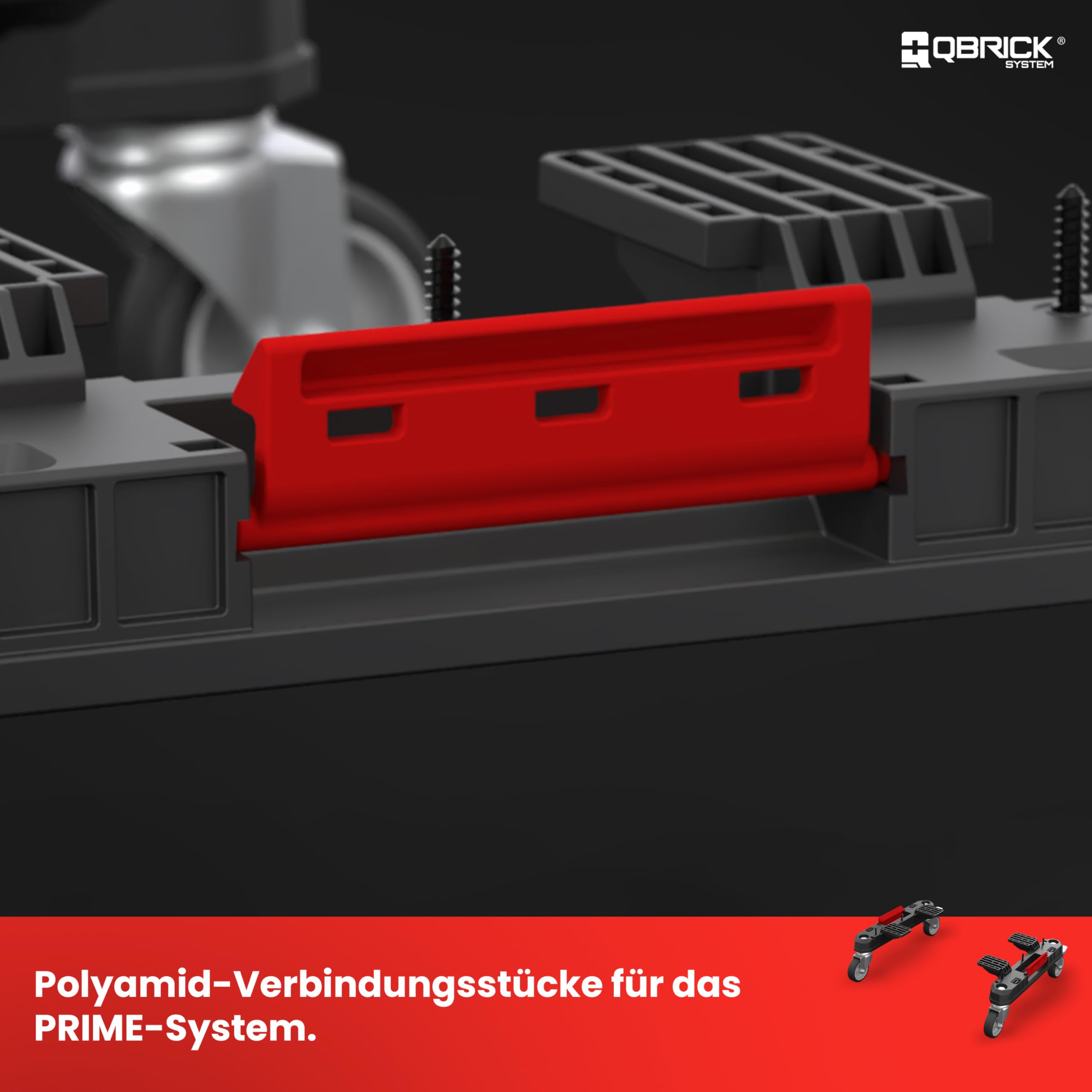 Système Qbrick Prime Adaptateur Mobile, Ensemble d'adaptateurs roulants, roulettes de Transport, Atelier, Noir