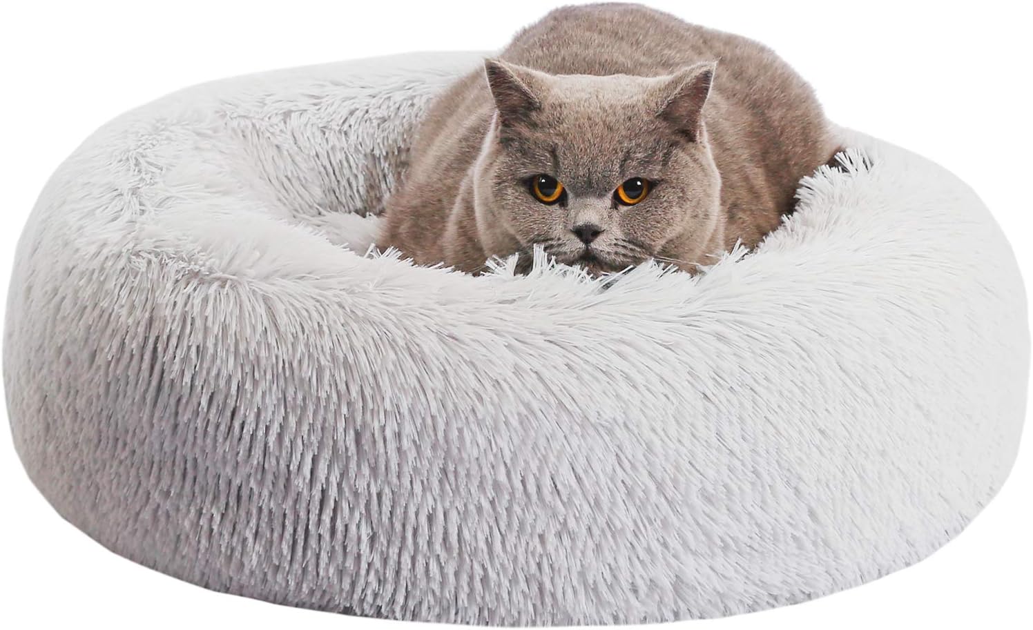 MILLOBLUE 20” Round Donut Cat and Dog Cushion Bed for Indoor Cat Dog Joint-Relief and Improved Sleep – Calming Beds Machine Washable,…