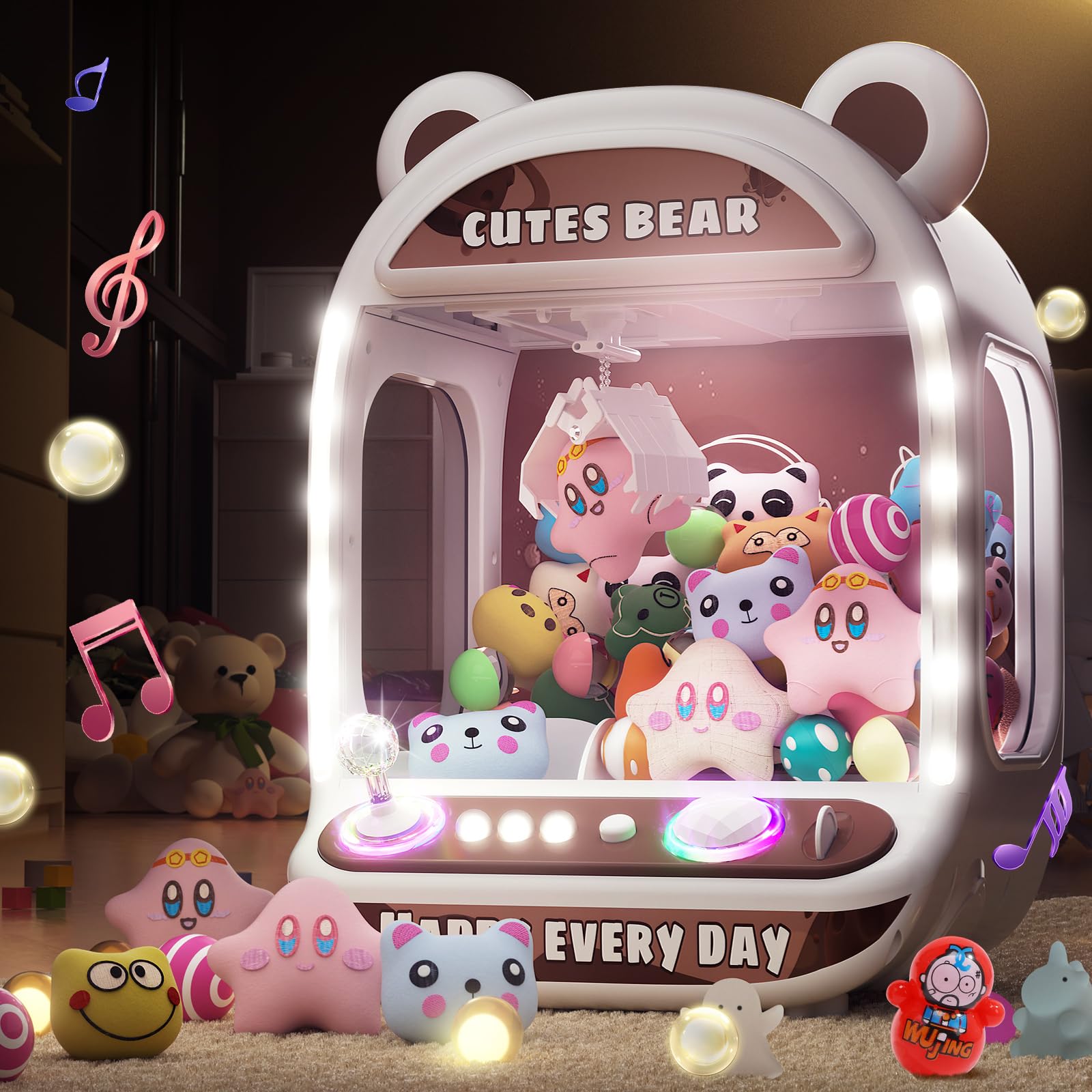 Máquinas expendedoras de garras para niños, juguetes de unicornio para niñas de 6 años en adelante, minimáquina expendedora con juguetes blandos para inquietarse,Claw Machine,Easy to Control, Brown
