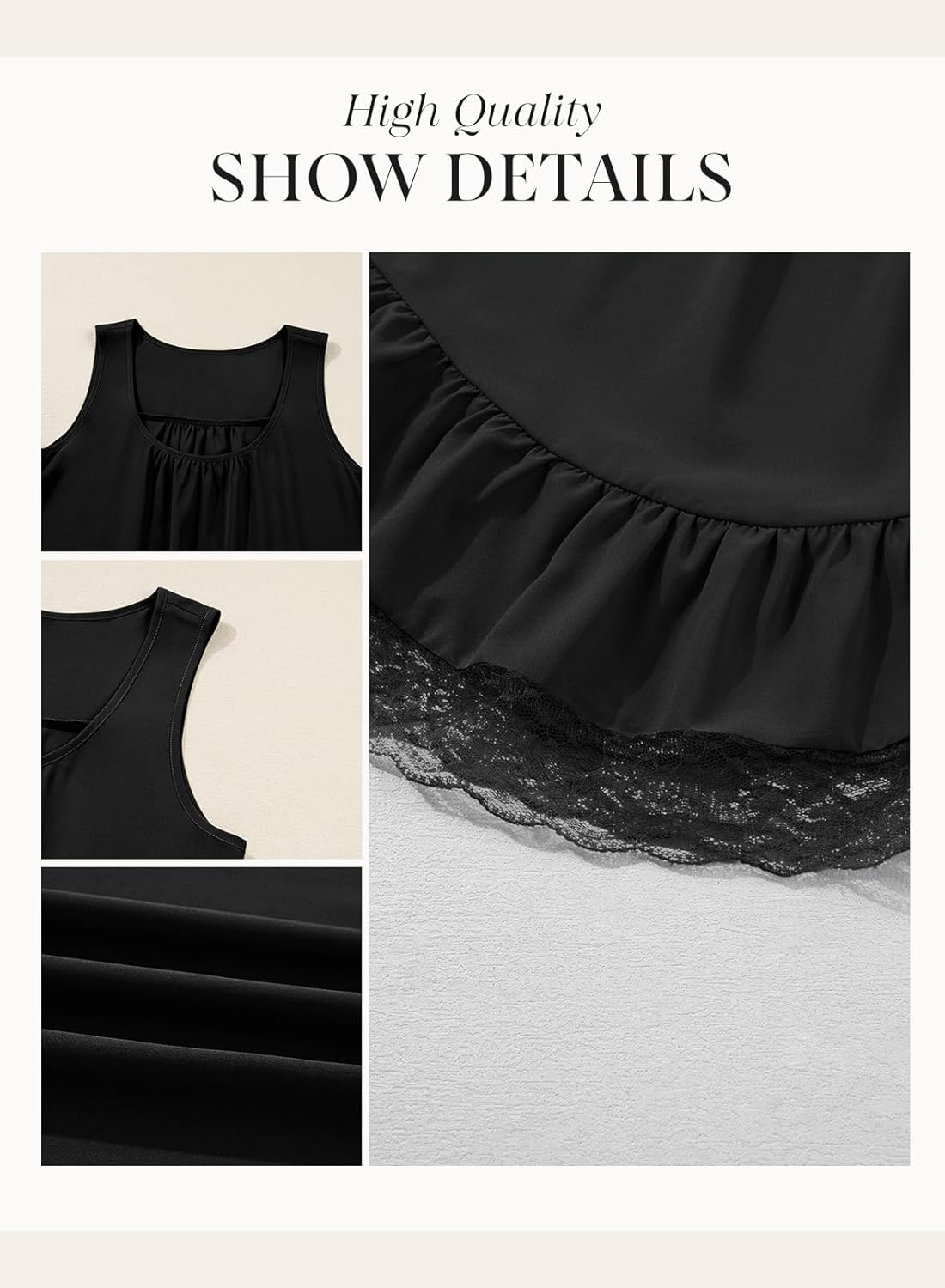 Dokotoo Casual Tank Tops for Women 2026 Round Neck Camisole Top Ruffled Hem Shirt Lace Trim Loose Summer Tops - Image 6