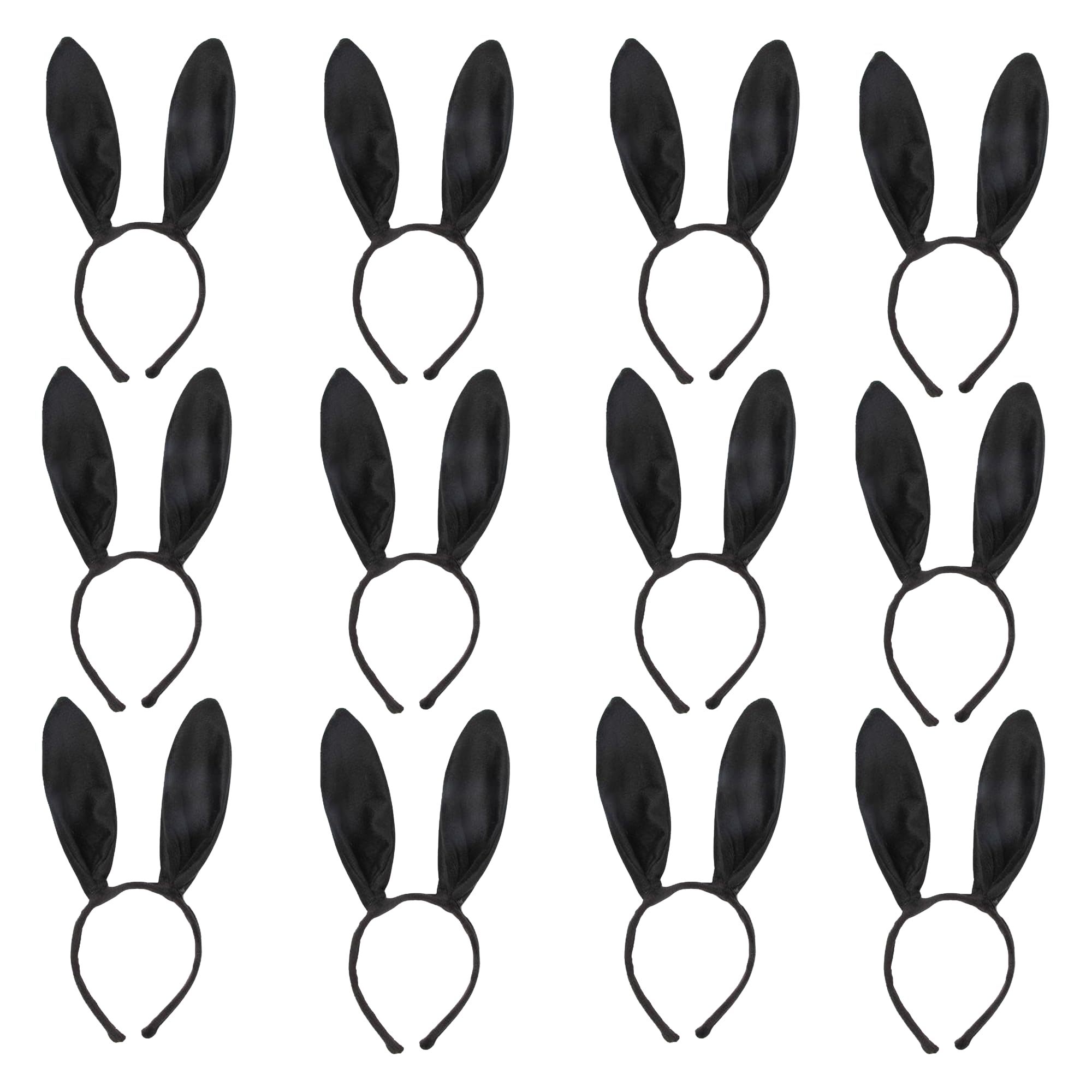 FUN FABLES Bendable Rabbit Ears Headband – Fluffy Bunny Ears for Adults – Easter, Fancy Dress, Cosplay & Animal Costume Accessory (12, Black, One Size)