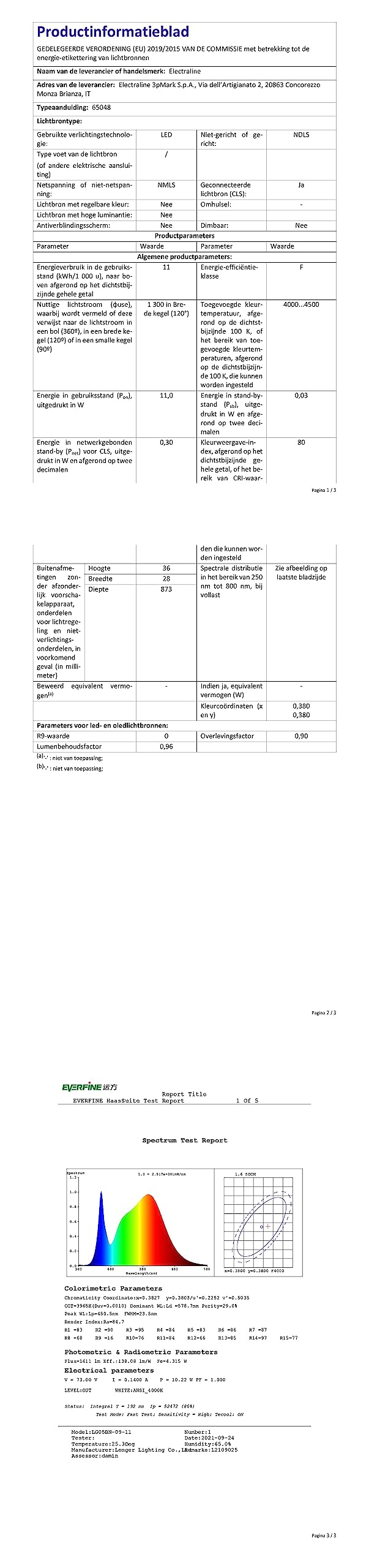 Electraline 65048 Plafoniera LED sottopensile luce naturale 4000K con interruttore 11W 1100 Lumen cavo 1,5 mt per Cucina, Bagno, Camera da Letto, Guardaroba, Libreria