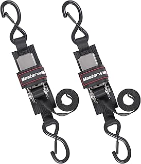 Boat Trailer Straps, Boat Transom Tie Down Straps to Trailer with Stainless Steel Ratchet Strap, 4 Feet 2400lbs Break Strength, 2 Pack (Black,1" x 4')