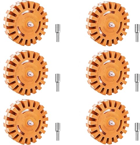 Kit de herramientas de rueda de borrador de 6 piezas, herramienta de eliminación de adhesivo de 4 pulgadas, rueda de goma resistente con adaptador