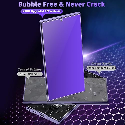 Miniatura 6 de LYWHL 2 Pack for Samsung Galaxy S24 Ultra Privacy Screen Protector Support Fingerprint Unlock, Purple Gradient Anti Blue Light Anti Spy HD Screen