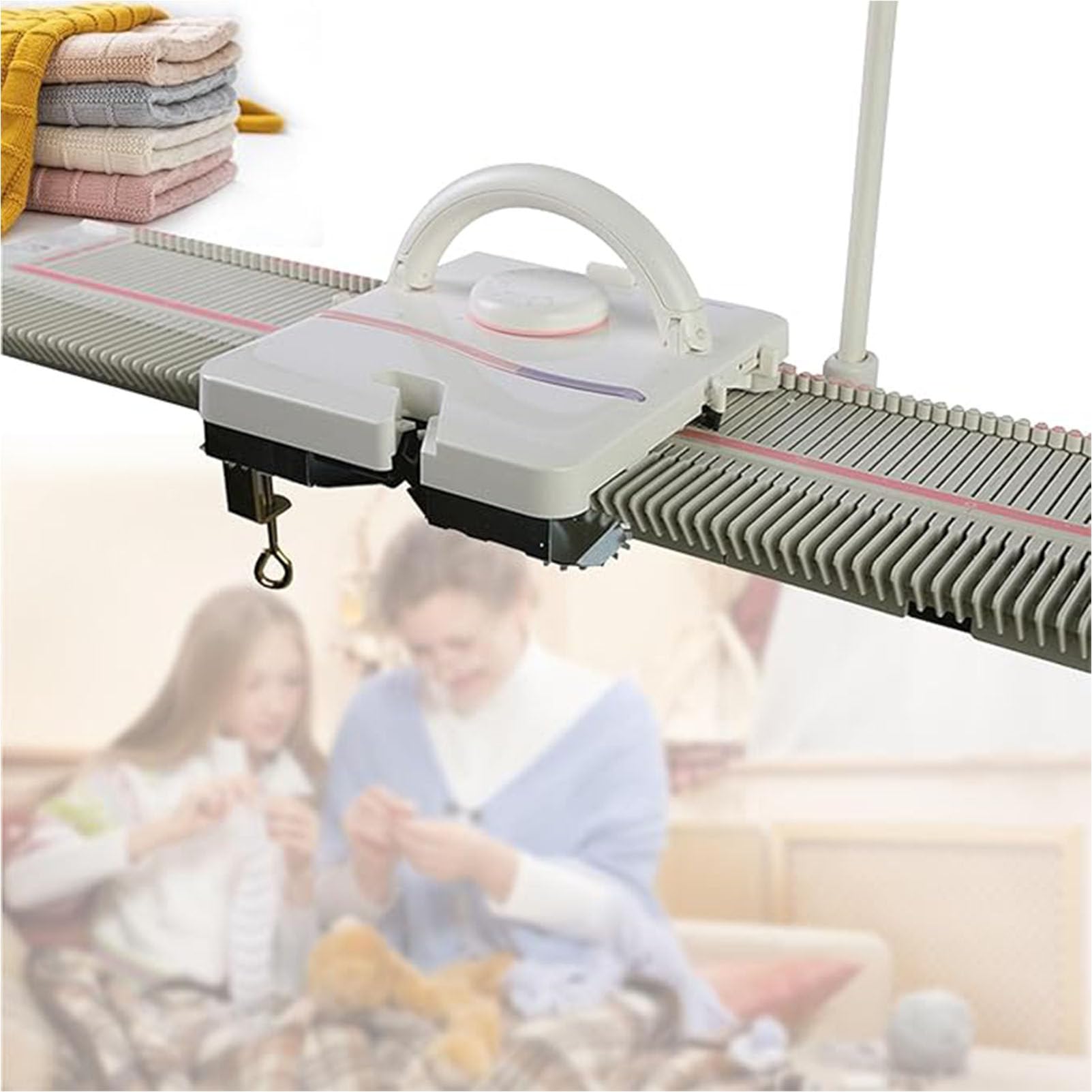 Máquina de tejer LK150 portátil de 6,5 mm con accesorios para tejer suéteres en casa