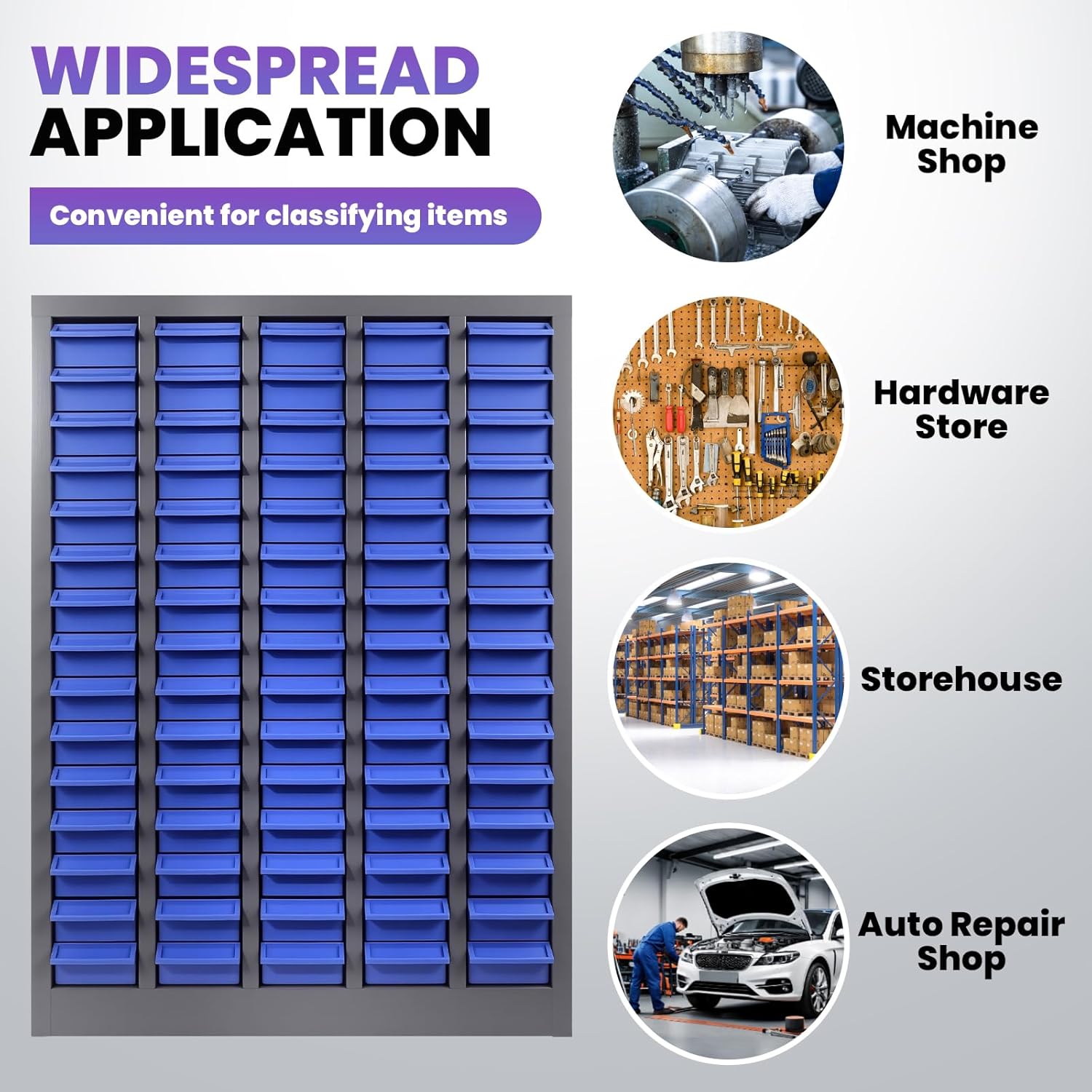 75 Drawers Nut and Bolt Organizer, Bolt and Nut Tool Storage Cabinet with Acrylic Adjustable Shelves & Label Stickers, Alloy Steel Parts Cabinet for Workshop Garage Organizer (36" H x 26" D x 9" W)