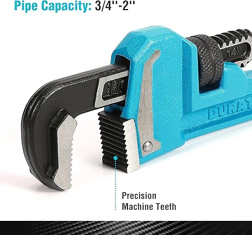 Miniatura 3 de DURATECH Llave de tubo resistente de 14 pulgadas, llave de fontanería ajustable, mango de hierro fundido maleable, exceder el estándar GGG
