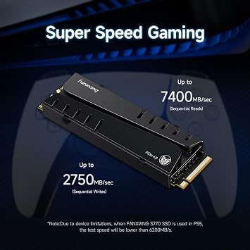 fanxiang S770 500GB NVMe M.2 SSD for PS5 - with Heatsink and DRAM, Up to 7300MB/s, PCIe 4.0, Suitable for PS5 Memory Expansion, Game Enthusiasts, IT Professionals