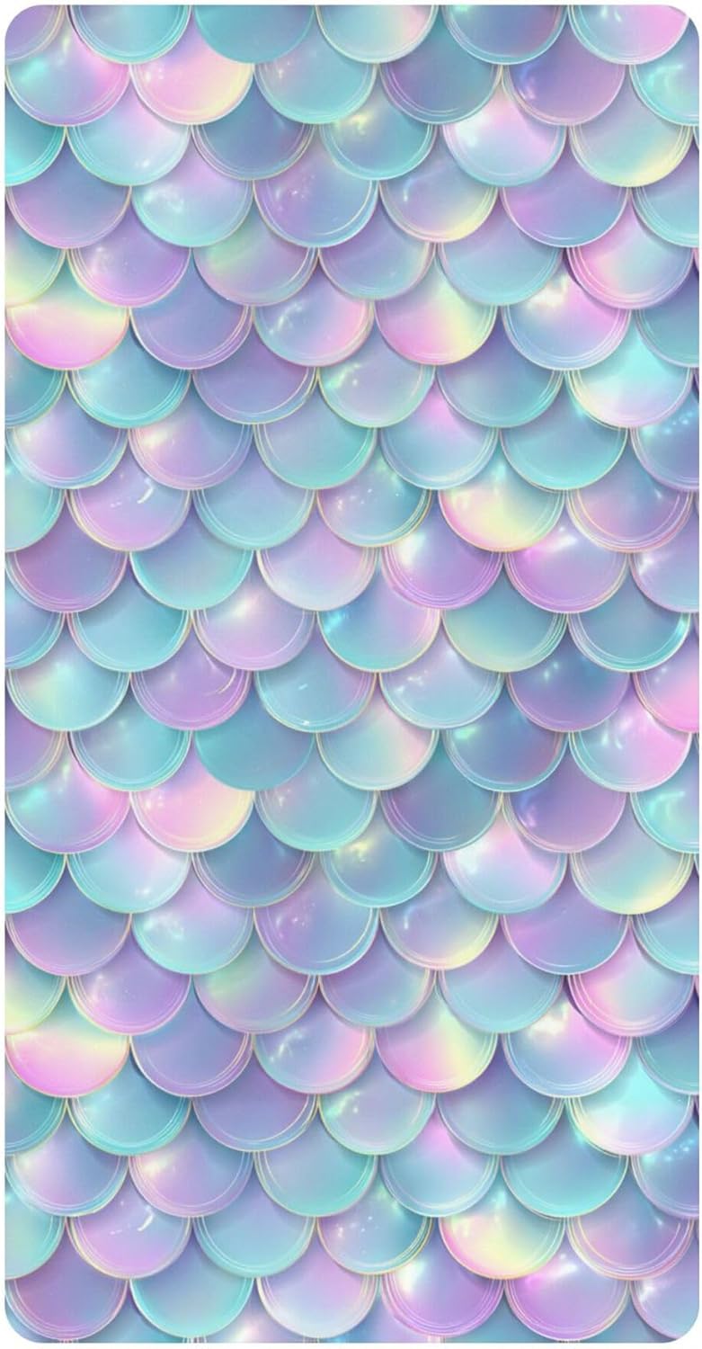 Mermaid Scales Galaxy Sea Crib Sheets Soft Breathable Fitted Cotton Baby Crib Sheets Mattress Cover for Girl Boy, 52" x 28" x 9"