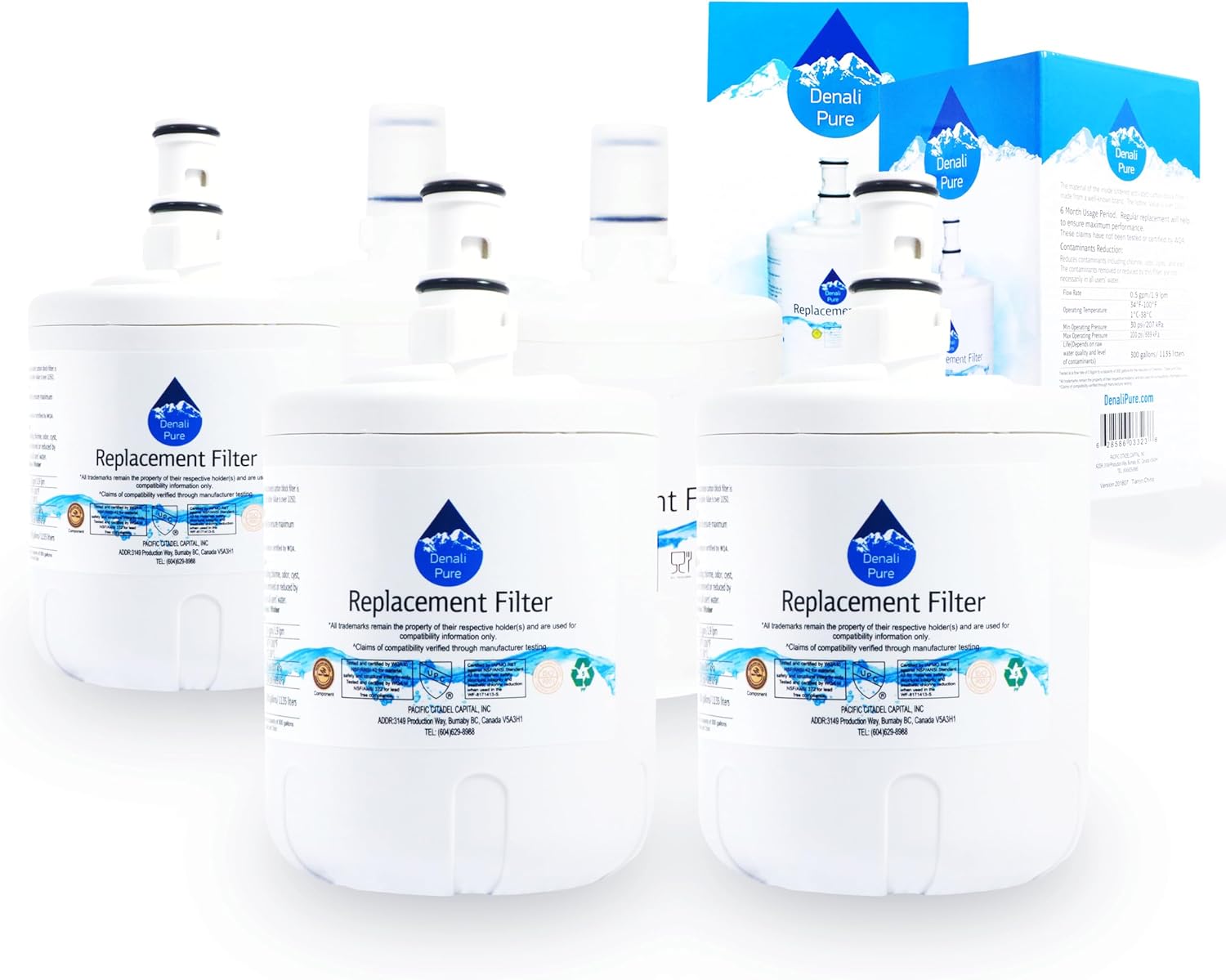 5-Pack Replacement for KTRC22ELBL01 Refrigerator Water Filter - Compatible with KitchenAid 8171413, 8171414 Fridge Water Filter Cartridge