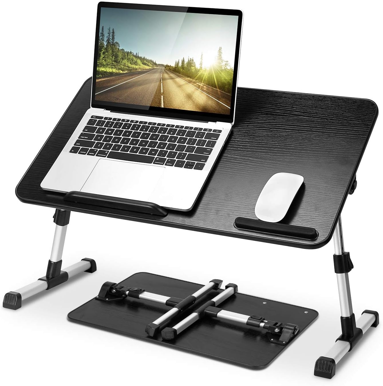 Laptop Bed Tray Table, Moclever [Large Size] Adjustable Laptop Stand for Bed, Portable Lap Tables with Foldable Legs, Bed Desk for Laptop and Writing in Bed, Sofa, Couch, Floor - Black (Larger)