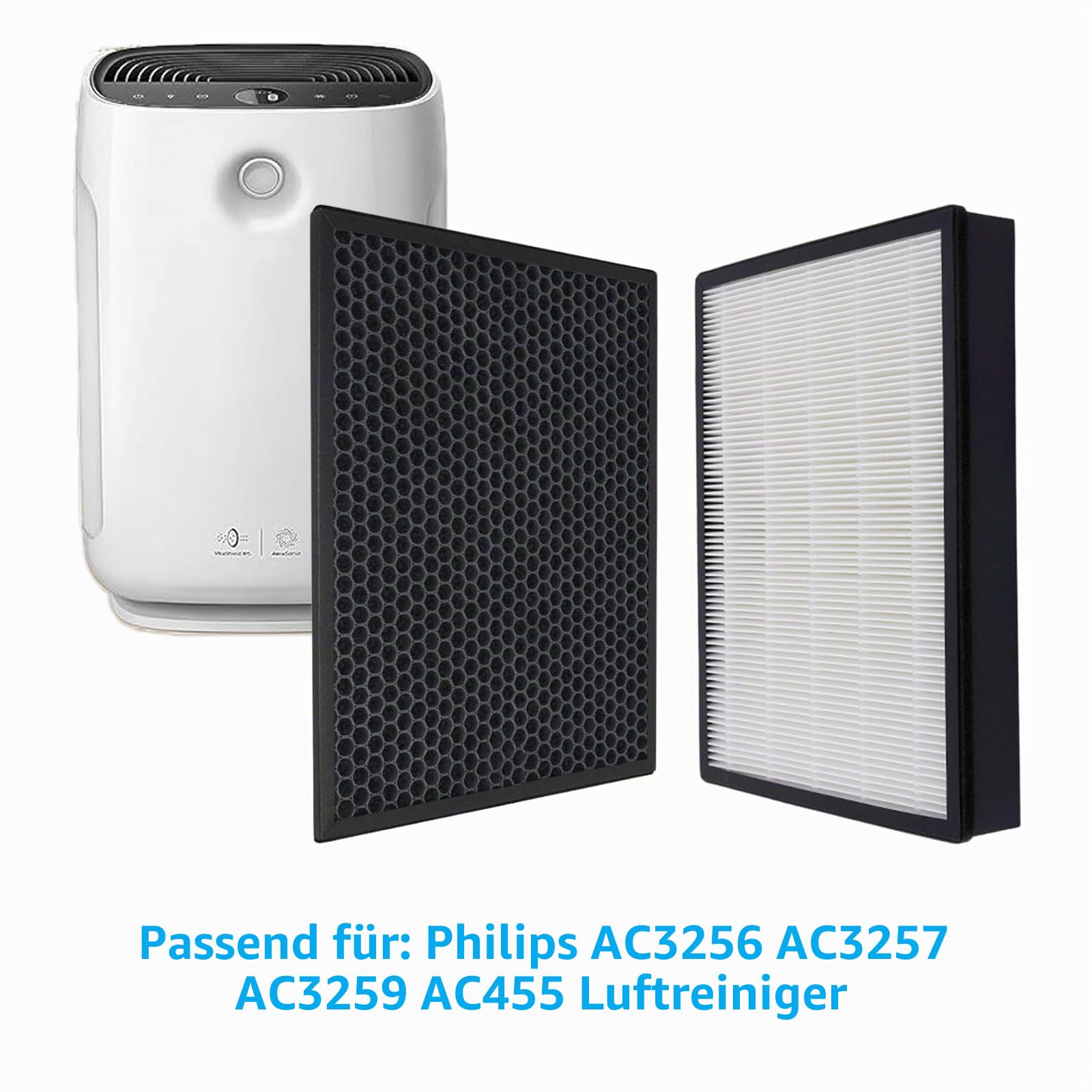 AC3256 Ersatzfilter für Philips Luftreiniger AC3256/10 AC3259/10 AC4550/10 Ersatz HEPA Filter FY3433/10 und FY3432/10 (1 HEPA-Filter + 1 Aktivkohlefilter)