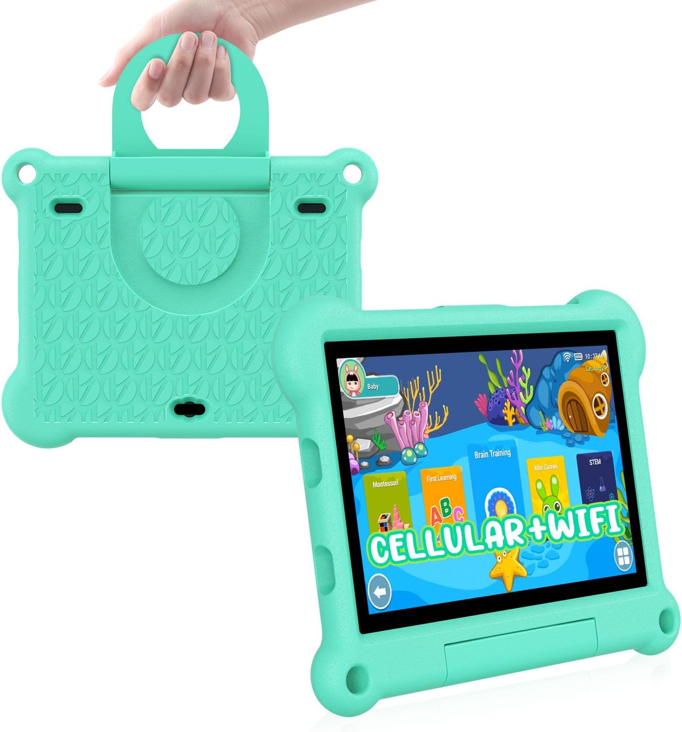 ADREAMER Tablet for Kids 10 inch Android 13 with Octa Core 64GB, Cellular+WiFi+GPS, Parental Control, Pre-intalled iWaWa, EVA Case, 6000mAh, Kids Tablet with SIM Card Slot.