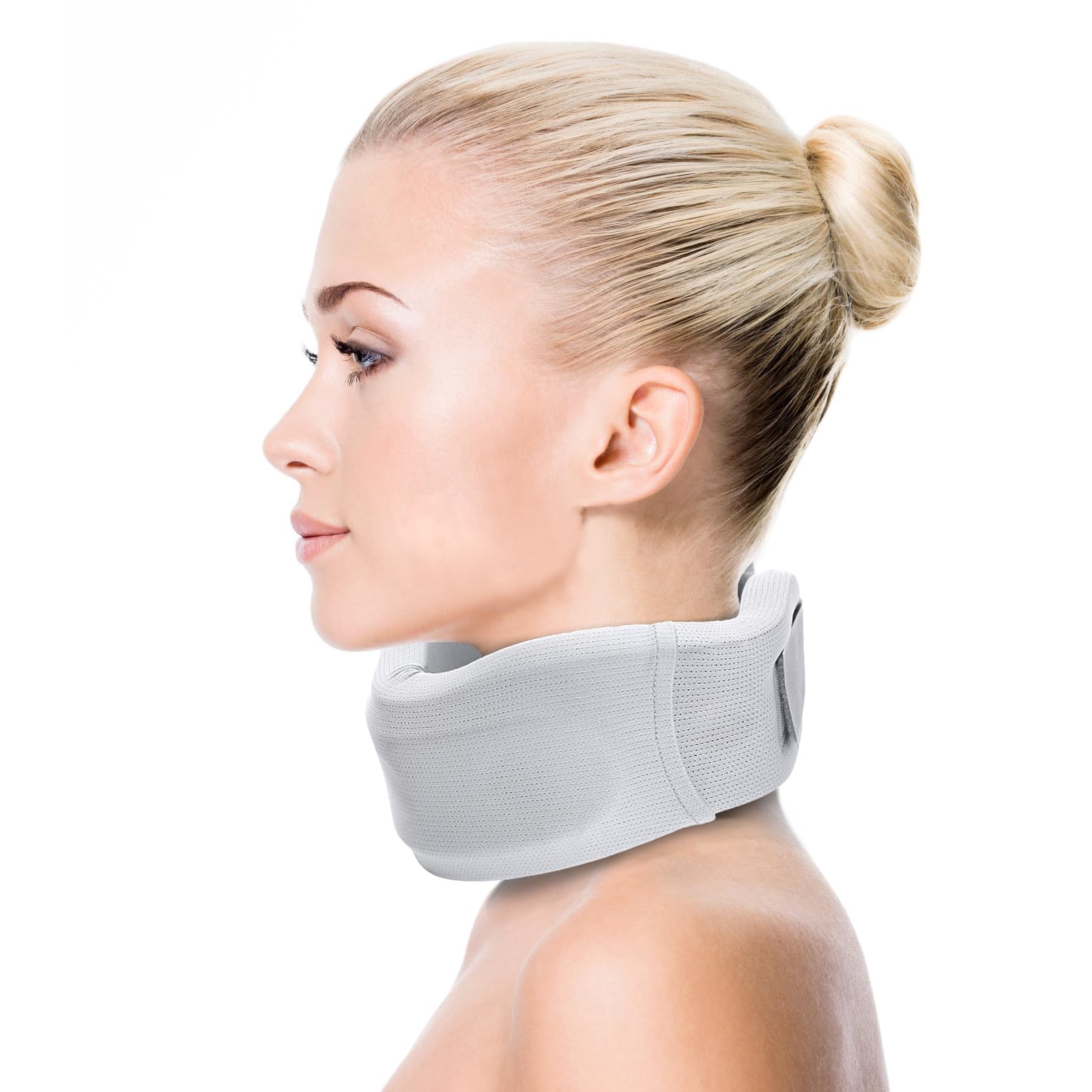Neck Brace, Adjustable Neck Support Neck Brace for Neck Pain and Support Cervical Collar for Sleeping Foam Cervical Collar for Neck Soreness Strains Spinal Discomfort and Neck Injuries (Grey L)