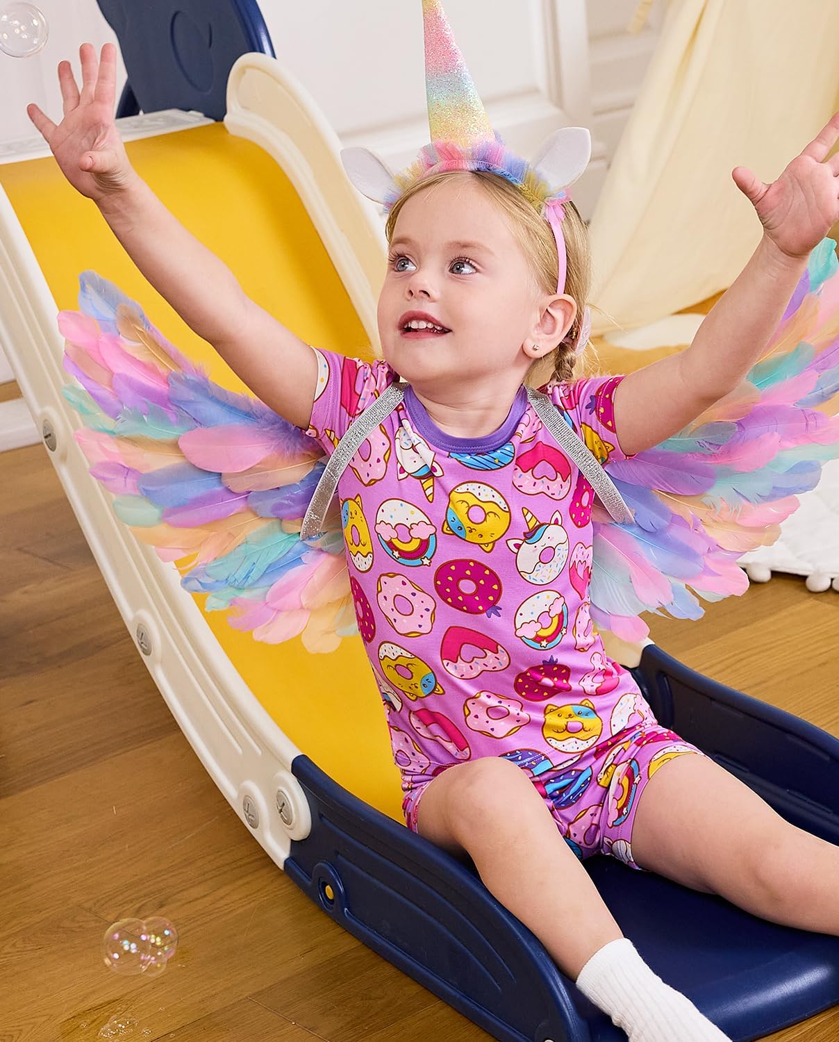 Bamboo Viscose Toddler Unicorn Mermaid Girls Kids Pajamas Short Sleeve Summer Cool Snug fit Pjs 12M-8Y 2pcs - Image 8