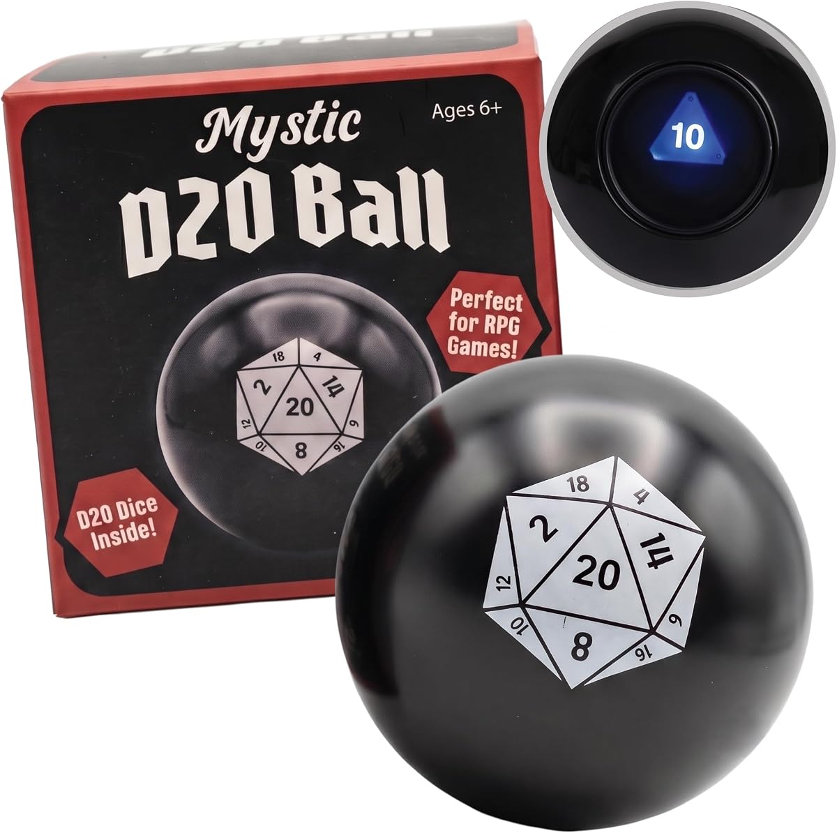 Mystic D20 Dice Ball - Bola de la fortuna de dados de 20 caras para fanáticos de DND, RPG y TTRPG