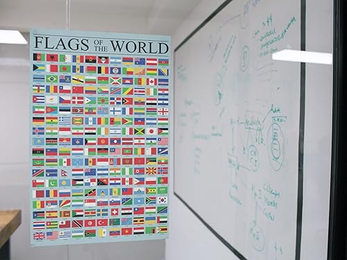 Miniatura 7 de Póster de banderas del mundo, geografía, decoración de aula, cuadro de referencia internacional, póster de pared genial, 12 x 18 pulgadas
