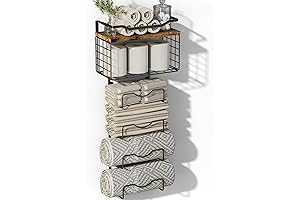Towel Racks for Bathroom, High-Capacity Wood Towel Storage Solution