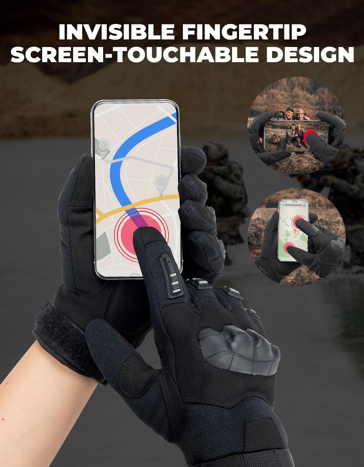 KEMIMOTO Outdoor Handschuhe Herren, Taktische Handschuhe, Touchscreen, Atmungsaktiv, Vollfinger, Einsatzhandschuhe für Arbeit, Wandern, Jagd und Security,