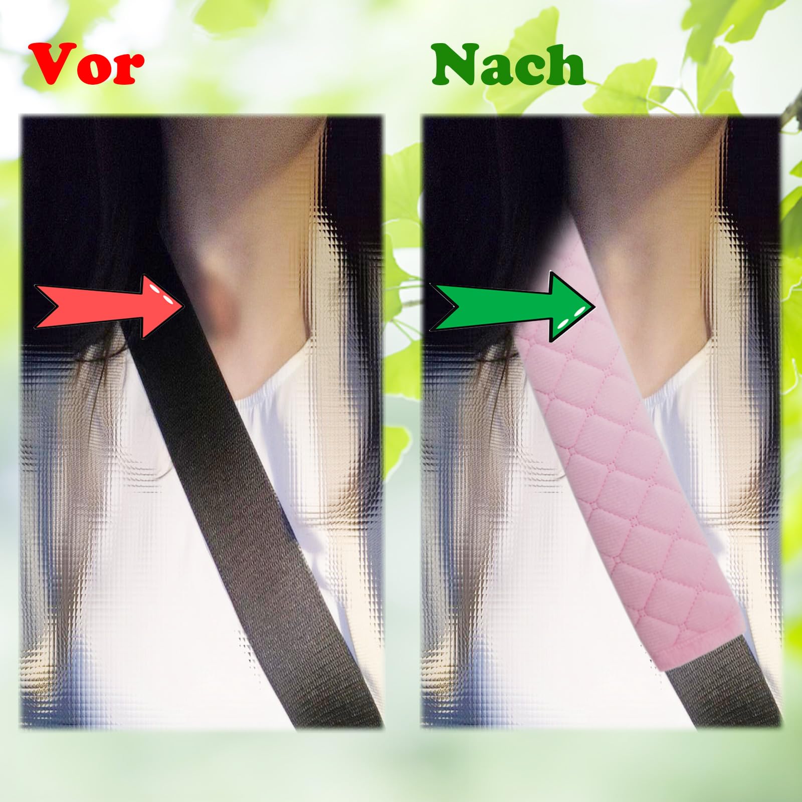 Autoriemkussen, 2 stuks, autostoel gordelkussens, zacht materiaal, riembeschermer, 27 cm, roze, stoelgordel bekleding, veiligheidsgordelhoes, autoaccessoires (2-Pink