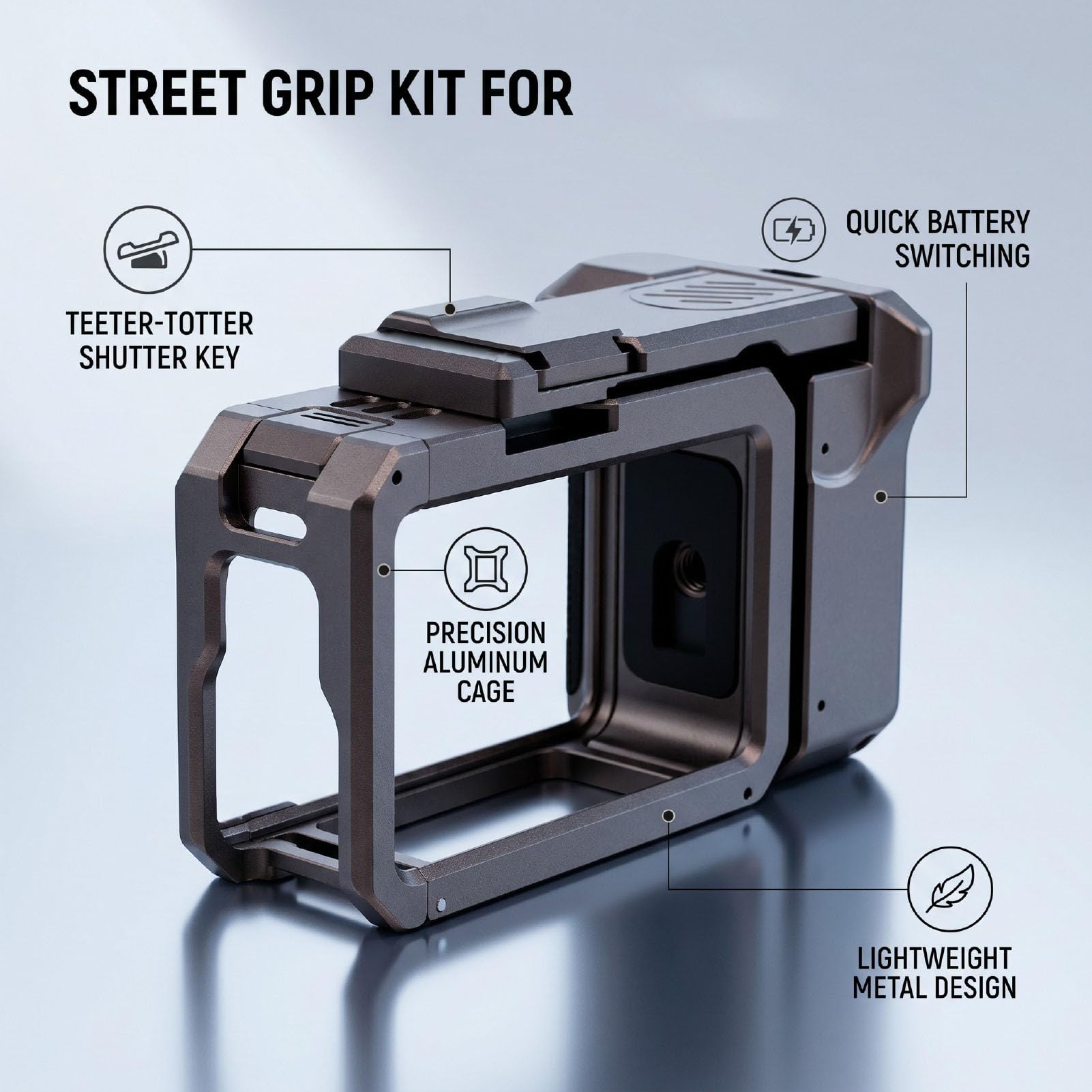 Bewinner Custodia Rigida per Action Camera con Kit Impugnatura, Custodia