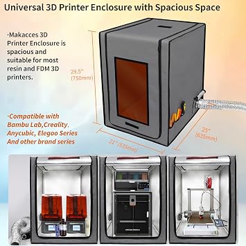 Resin 3D Printer Enclosure with Ventilation, 3D Printer Vented Enclosure Tent Cover Eliminate Odors Dustproof Isolate Noise,Compatible with Elegoo Anycubic Creality Series Resin LCD UV 3D Printers
