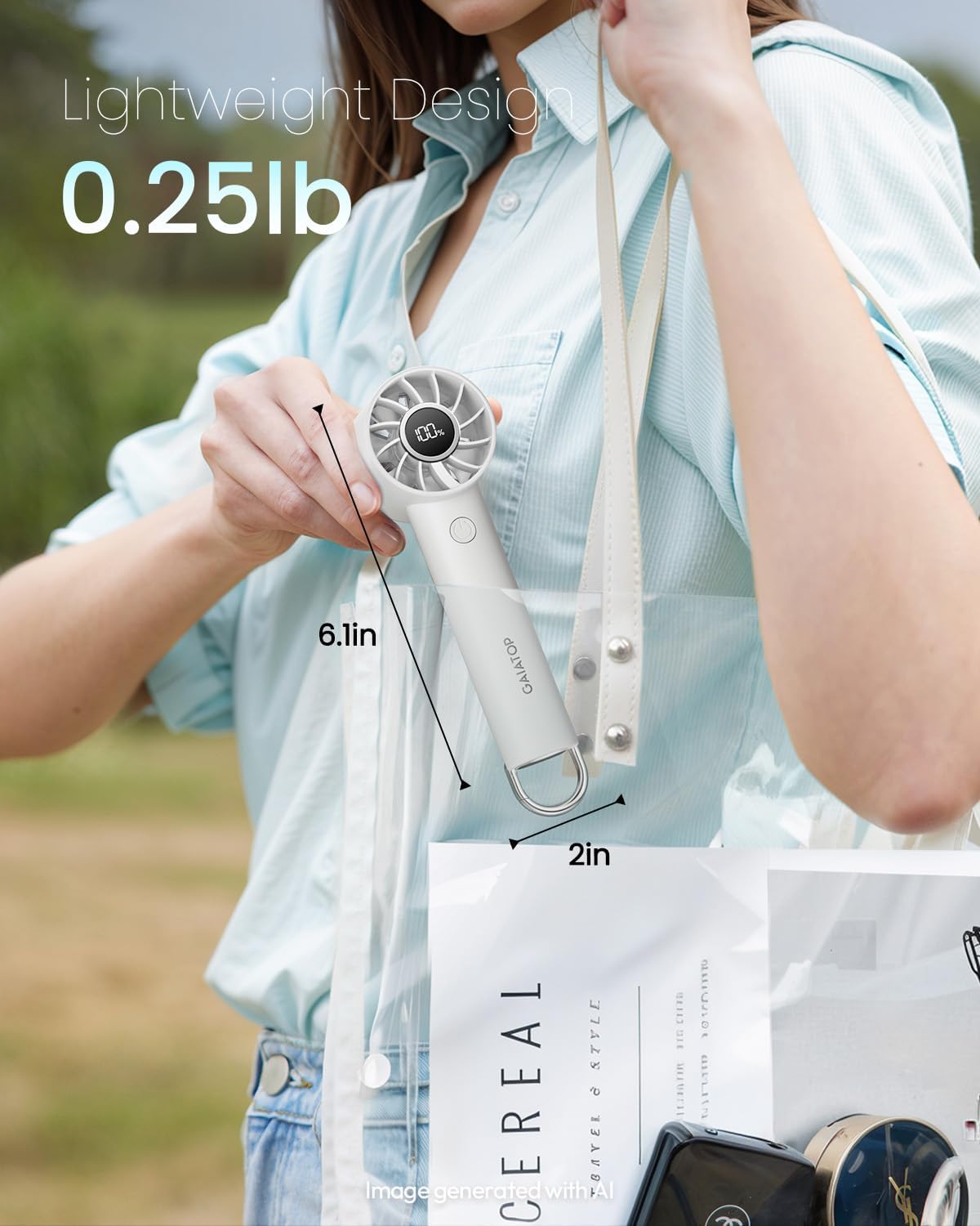 Gaiatop Portable Mini Fan, 3 Speed USB Rechargeable Handheld Fan with Light image 4