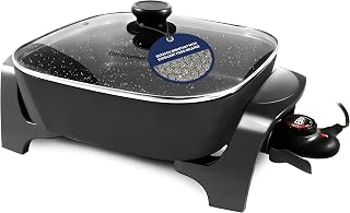 Elite Gourmet EG6201 7.5Qt Extra Deep Non-Stick Electric Skillet - Dishwasher Safe, Glass Lid, 200-400°F Control