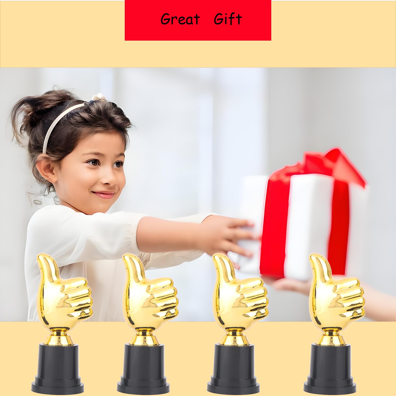 4 Piezas de Oro Trofeo de Plastico, Mini Trofeo de Pulgar, se Pueden Usar como Decoración de Habitaciones o Recuerdos de Fiestas