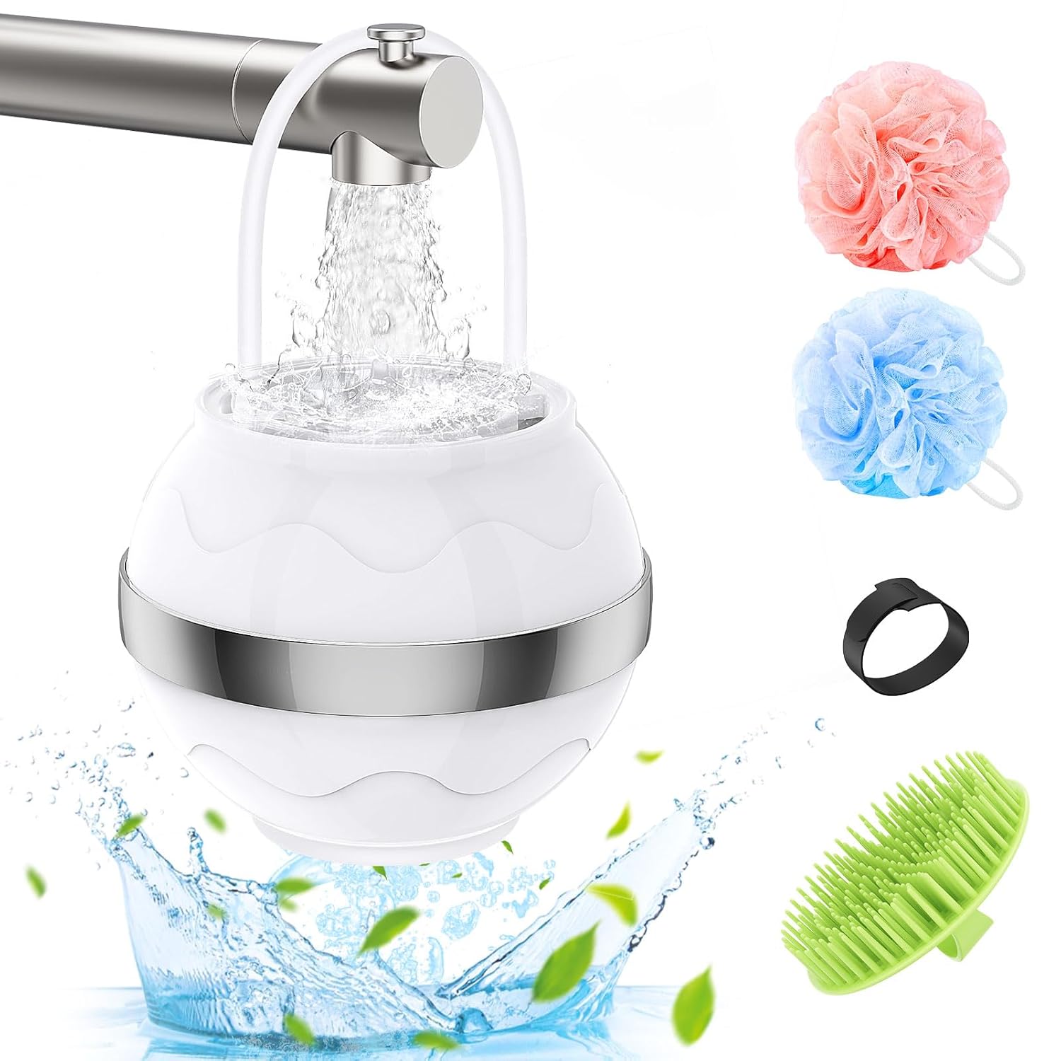 Product image of MoKo 8-Stage Bath Filter for Tub, Softens Water, Removes 99% Chlorine, Portable with Shower Ball & Shampoo Brush, White