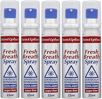x5 Dentiplus Fresh Breath Spray Seriously Refreshing Coolmint Sugar Free 25ml