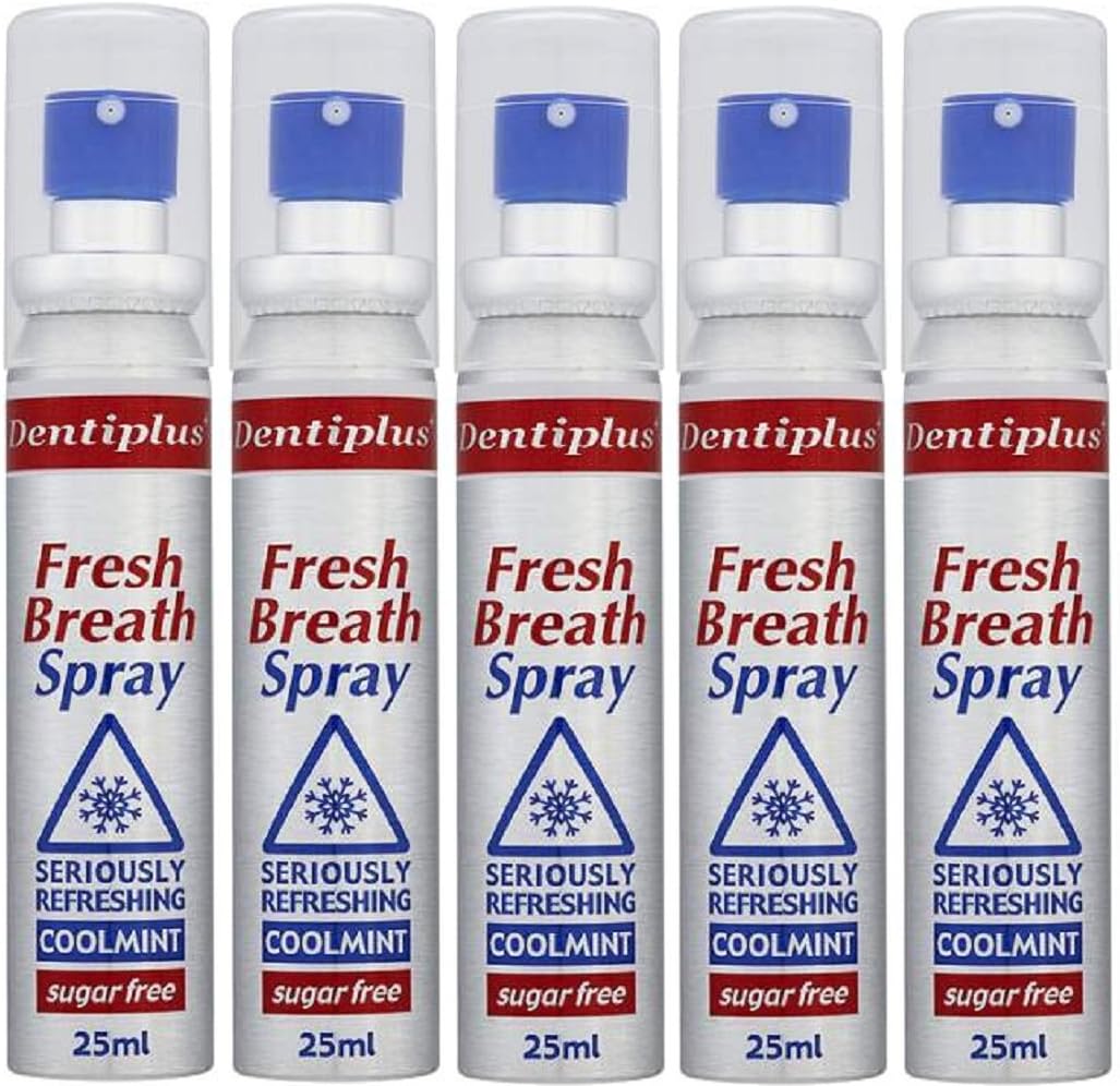 x5 Dentiplus Fresh Breath Spray Seriously Refreshing Coolmint Sugar Free 25ml