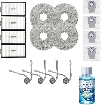 Roborock Qrevo Curv 2 Pro ile Uyumlu 4 Yan F r a 4 Filtre 4 Mop 1 deterjan 4 Toz torbas