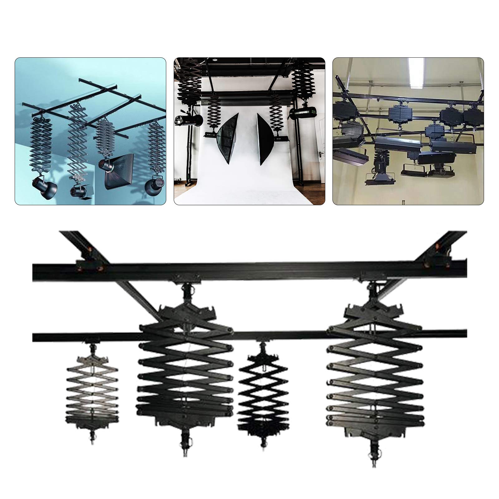 DATOU BOSS118''x118'' Studio Pantograph Ceiling Rail System 3M Studio Lighting Mounting System 43-200CM Drop Pantograph Smallpox Track Kit(3M x 3M-B)