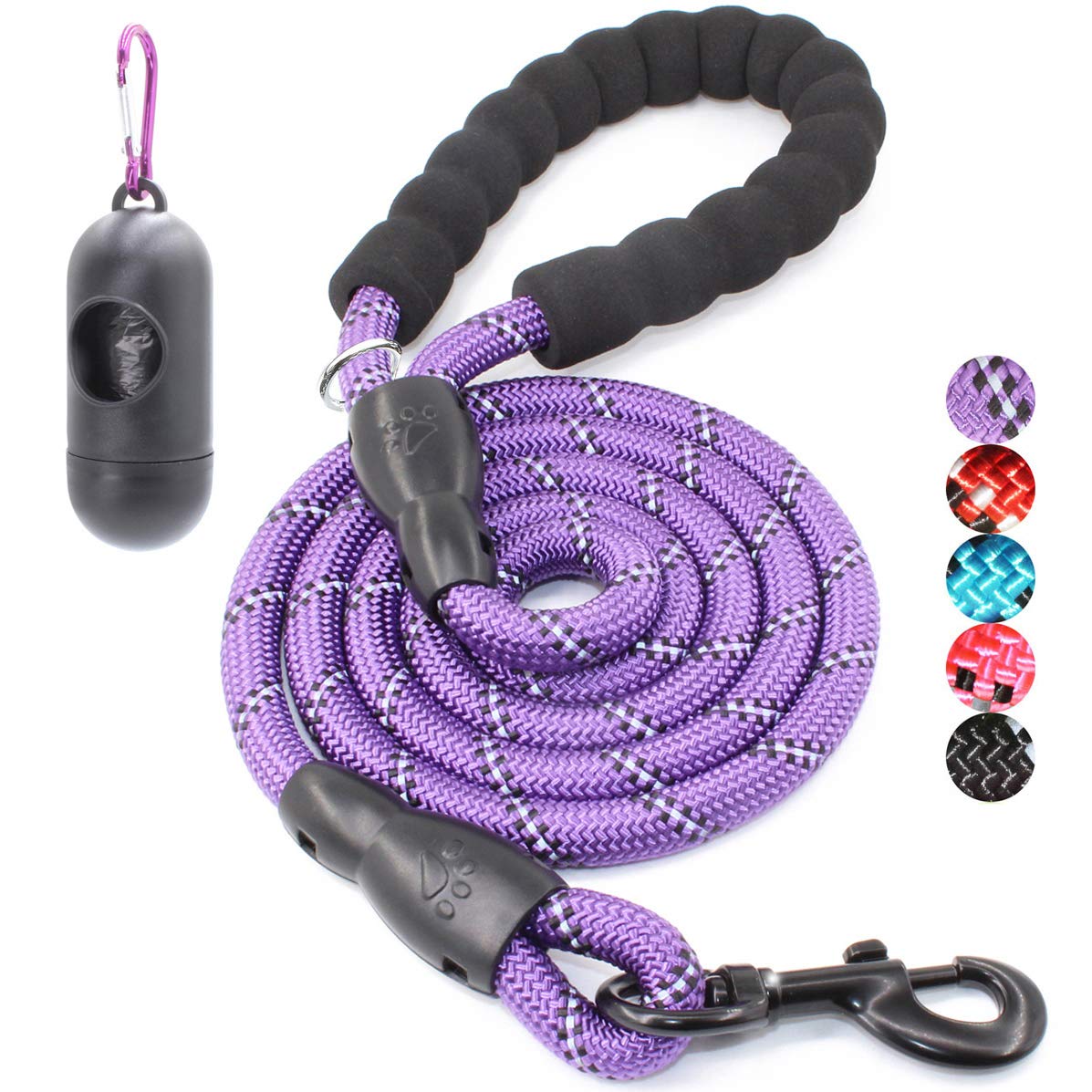 BAAPET 2/4/5/6 FT Dog Leash with Comfortable Padded Handle and Highly Reflective Threads for Small Medium and Large Dogs (4FT-1/2'', Purple)