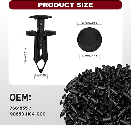 Miniatura 5 de Xislet 120 piezas UTV Nylon Fender Clips/Body Remaches compatibles con Polaris Ranger RZR Kawasaki Teryx Honda 90653-HC4-900 Pioneer Suzuki