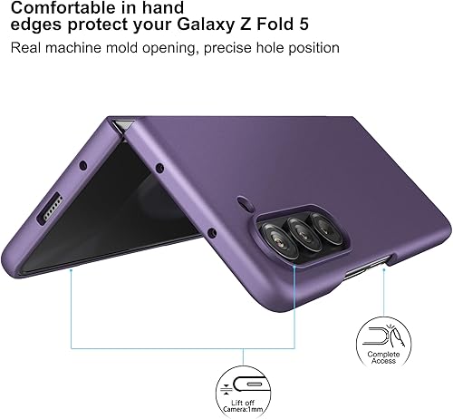 Miniatura 2 de Eastcoo Funda delgada para Galaxy Z Fold 5, película de pantalla frontal dura transparente incorporada + parte trasera de policarbonato duro