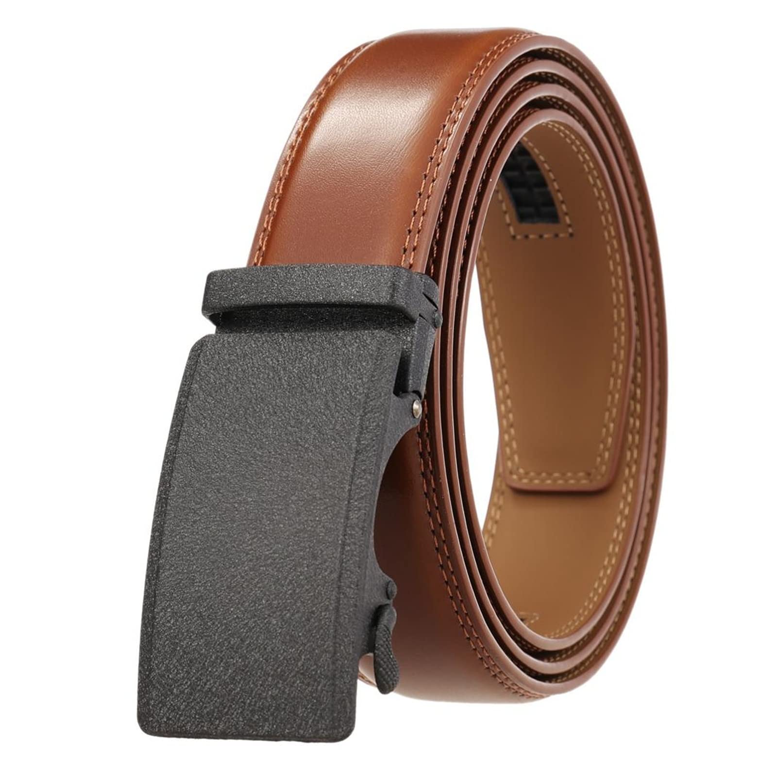 JOJOJ Cinturón de Cuero for Hombres Hebilla automática Cinturones Negros de Cuero Genuino Ajustables for Hombres(44in/110cm,3)