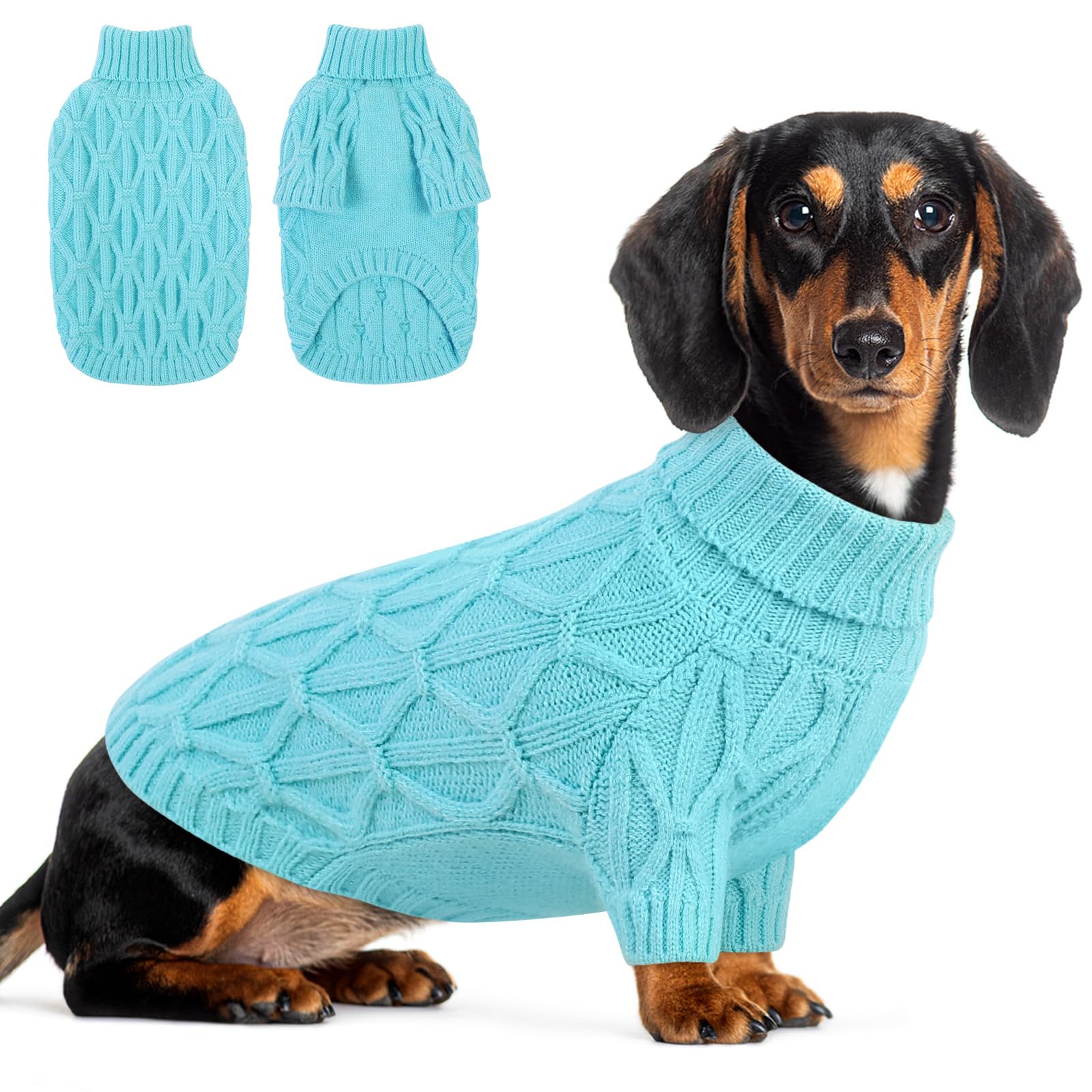 Queenmore Maglia per Bassotto, Maglioncino Cane Morbida e Elasticizzata, Felpa per Razze Medie come Cane Corso Jack Russell e Bassotto, Lago blu, M
