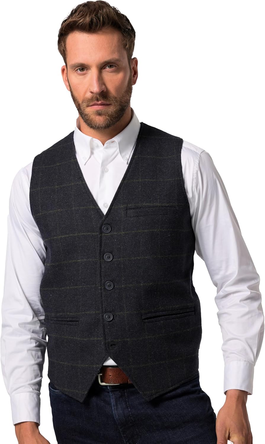 Gilet Quadri Retro Maglia Jp1880 Gilet JP 1880 Con Retro In Maglia - Taglio Ampio Fino A 7XL Gilet Taglie Forti