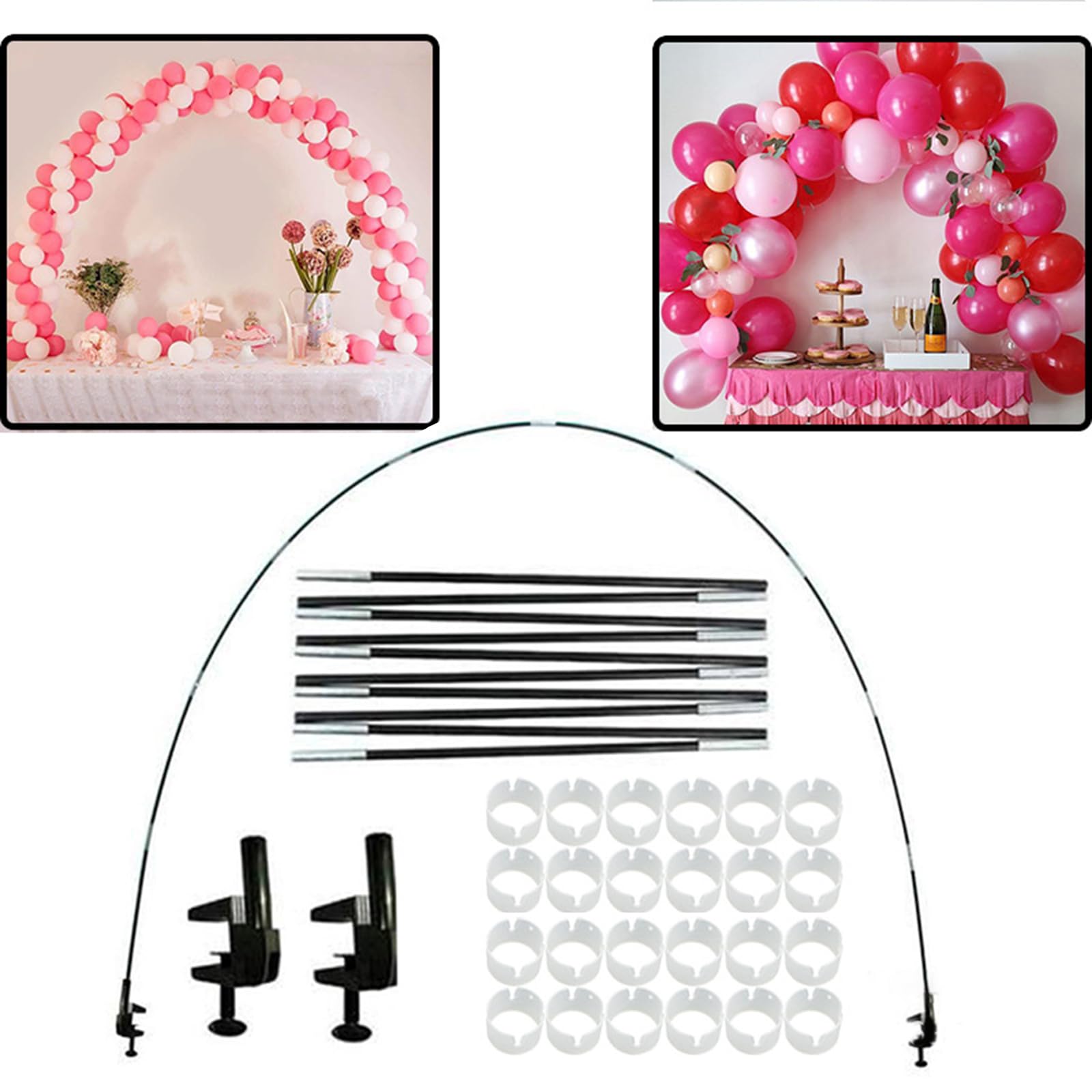 Soporte de arco de globo ajustable, soporte de escritorio de bases de globo para cumpleaños, bodas, fiestas, decoraciones de primer año de bebé