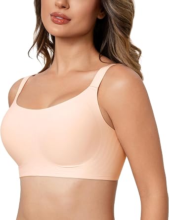 Lemorosy Women's Wirefree Seamless Bralettes Full Coverage Lift Push Up Comfort Everyday Yoga Sports Bra