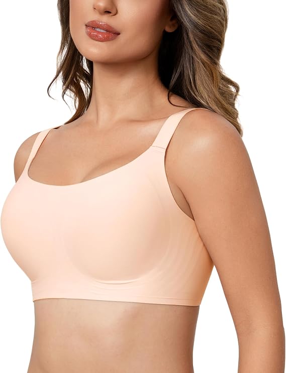 Lemorosy Women's Wirefree Seamless Bralettes Full Coverage Lift Push Up Comfort Everyday Yoga Sports Bra