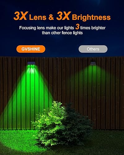 Miniatura 2 de GVSHINE Luces solares para valla al aire libre, impermeables, paquete de 8 luces solares de pared de 3 lentes para exteriores, 5 modos de luz blanca
