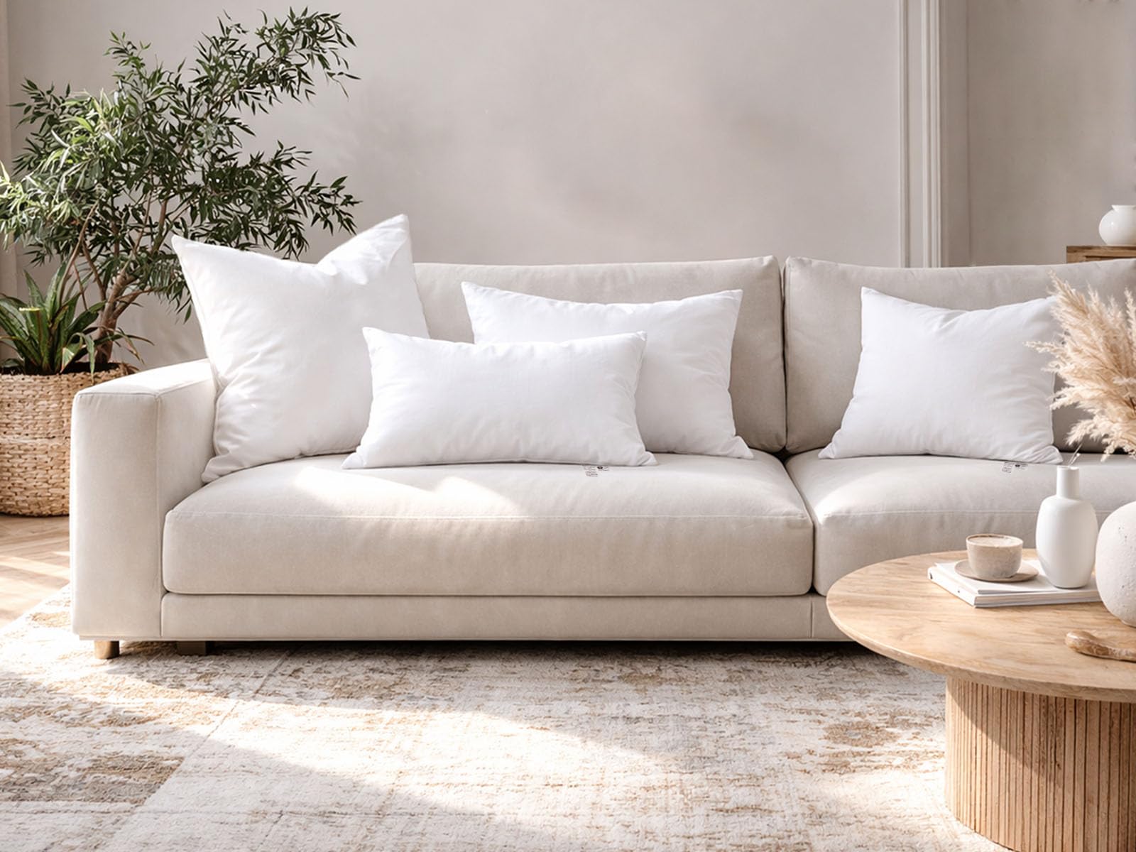 beties - PublikSoft - 2er Set Daunen Füllkissen 40x60 cm – 400 g halbweiße 70% Daunen 30% Federn – waschbares Baumwoll Inlett – Sofa-, Kopf- & Couchkissen – weich & komfortstützend