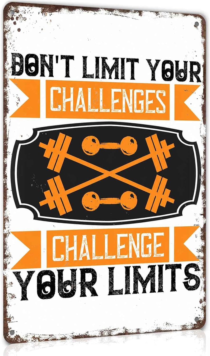 Challenge Your Limits Fitness Metal Sign 8 x 12 Inch